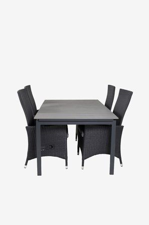Venture Home - Spisegruppe Levels med 4 stk spisestoler Padova - Grå - Spisegrupper - Fra Homeroom