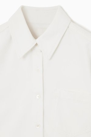 COS Women's Cropped Short-Sleeve Denim Shirt in White