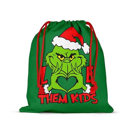 Joulusäkit Grinch- printed laukku kiristysnyörillä Lahjapussit joululahjoihin Säilytys juhlatarvikkeisiin F