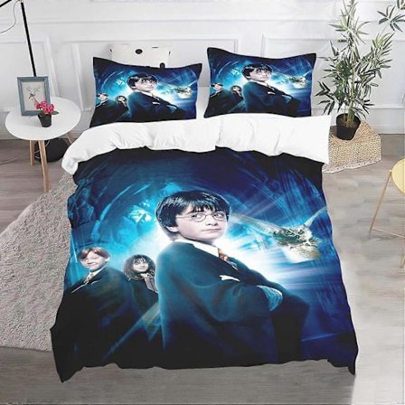 Harry Potter Dynetrekk Sengesett, Hogwarts Tegneserie 3D-trykkmønster