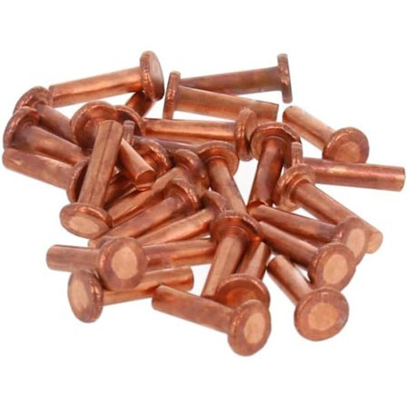 Diameter 3mm Lång 12mm Platt Huvud Bultar Koppar Massiva Nitar Fästelement Nitar Koppar Ton 50st