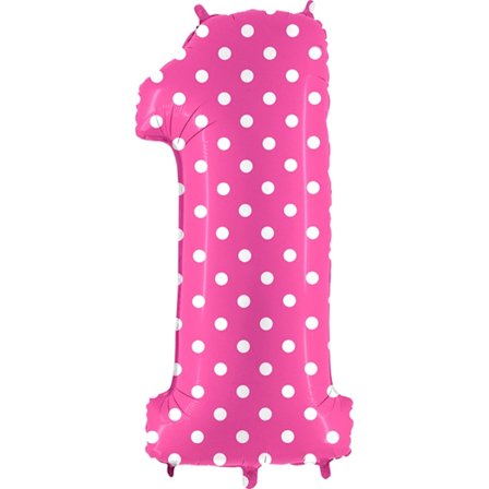 Sifferballong Polkadot Rosa, 1, 100 cm - Ballongkungen