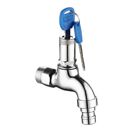 Tvättmaskin Kran med Nyckel Stöldskydd Kran med Lås Bärbar Kran med Lås Nyckel Lämplig för Trädgård, Badrum eller Hyresrum Tvättmaskin