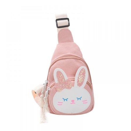 Sling Bag Skuldertaske Brysttaske, Lille Rygsæk Lille Sling Bag, Kawaii Taske Kawaii Rygsæk Sling Rygsæk (Pink Bunny)