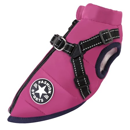 Varm vandtæt jakke med sele til hund Vinter Behagelig bomuldsbeklædning Vatteret vest til små og mellemstore hunde Lillablå