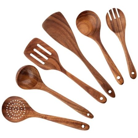 6-delt kjøkkenredskapssett - Tresleiv - Kjøkkenredskaper i tre - Kjøkkenredskaper i tre - Naturlig teaktre