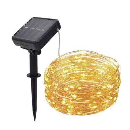 Solcells ljusslinga LED 12m 100 lampor gul