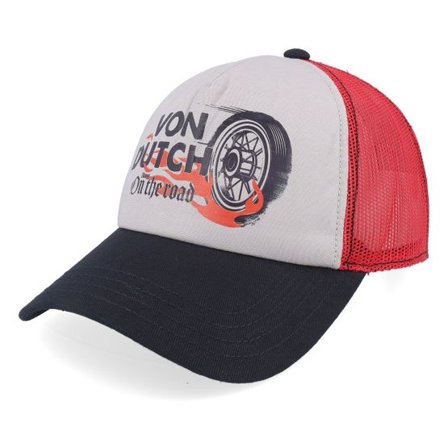 Von Dutch - Grå trucker Keps - Screen Print Red/Grey/Black A-Frame Trucker @ Hatstore