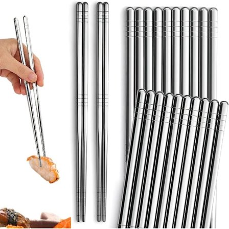 Astianpesukoneen kestävät metalliset syömäpuikot, pyöreät urat ruostumattomasta teräksestä valmistetut syömäpuikot liukumattomalla muotoilulla, 