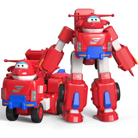 Høj Superwings Jett Robotdragt og 2” Skala Transformerende Jett Minifigur, Transformerende Robot & Transformerende Brandbil Legetøjsvogn Legesæt