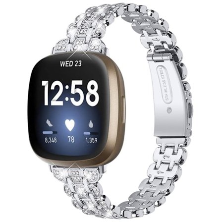 Fitbit Sense / Versa 3 klockarmband med strassdekor - Silver