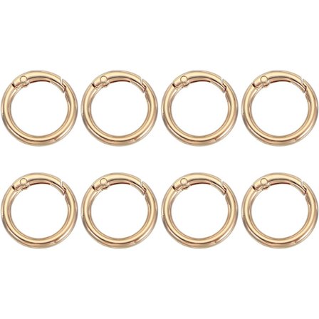 Fjedrende O-ringe, 8 stk. 2,8 cm Metal Runde Clips Nøgleringe Snap Spænder til Nøgleringe Tasker Punge Bælter Hundesnore DIY Håndværk, Lys Guld