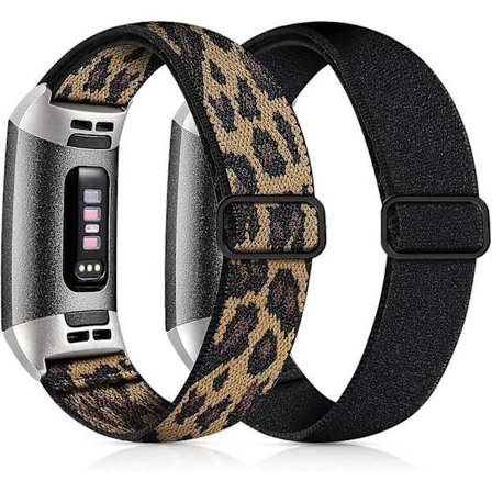 2-pack Elastiskt Band Kompatibelt med Fitbit Charge 4/Fitbit Charge 3 Armband för Kvinnor Män, Justerbart Stretchigt Loop Nylontyg Rembyte för C