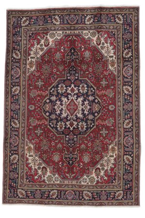 Tabriz Rug Oriental Black/Dark Red (Wool, Persia/Iran)
