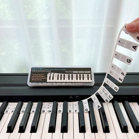 Avtakbare notelapper for piano keyboard for læring, 88 tangenter i full størrelse, laget av silikon, ingen behov for klistremerker, gjenbrukbare og 