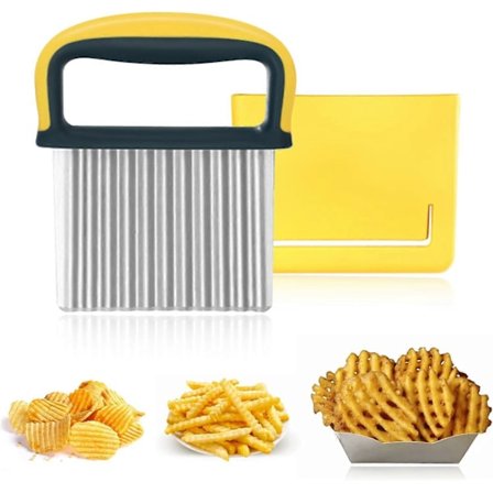 Crinkle Cutter Kartoffelchips Skærer Rustfrit Stål Kartoffelskærer Chips Vaffelfritter Skærer Bølgeblad Skærer