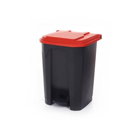 Pedal bin with coloured lid, 50 L, dark grey, red lid