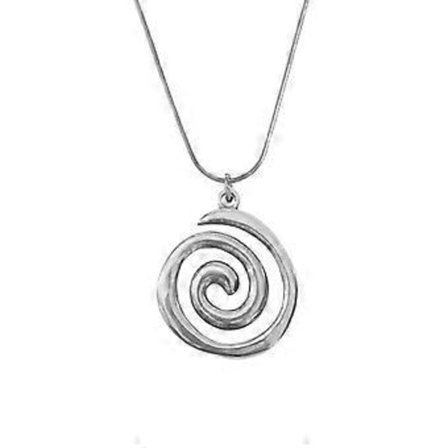 Moderigtig rund cirkel halskæde tilbehør swirl vedhæng kravebens kæde til kvinder justerbar kæde choker smykker (sølv)