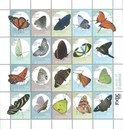 St. Eustatius - Sommerfugle i Caribien - Postfrisk miniark