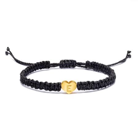 Wekity 18K gull hjerteformet armbånd med initialer for kvinner og tenåringsjenter - Håndlaget flettet tau, justerbart smykke, personlig bursdagsgave