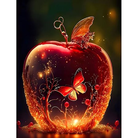 Landskabs Diamantmaleri Sæt til Voksne 30x40cm, Blomster Æble