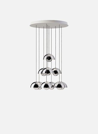 Flowerpot Chandelier VP1 10-lys Ø77 - krom