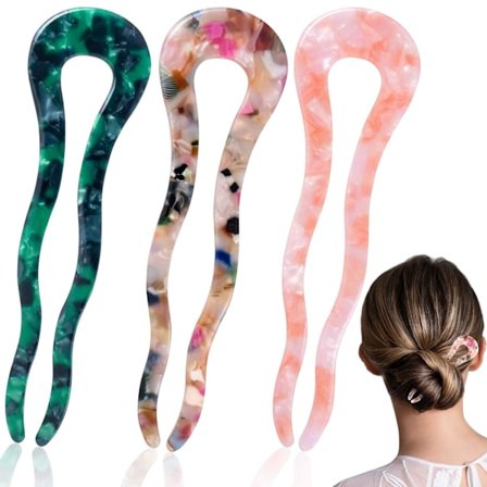 3 stk Franske U-formede Hårgafler Pins Sticks til Boller Tyk, ZQKLA