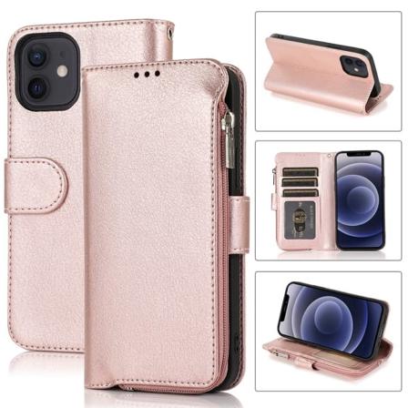 TG iPhone 12 - Elegant Praktisk Lommebogscover Roséguld