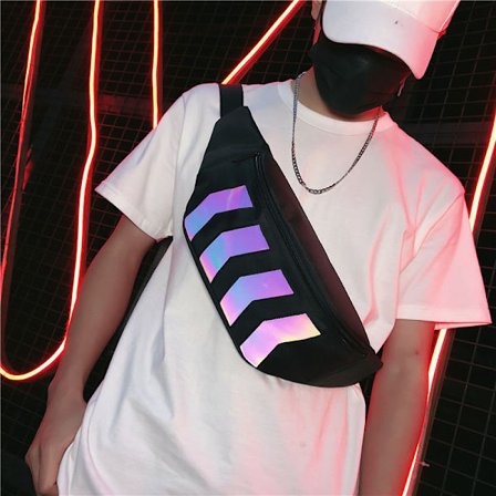 Bältesväska Luminous Holographic Sling Bag Midjeväska för kvinnor män