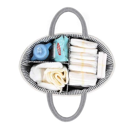 Babybleie Caddy Organizer 100% Bomullslerret Stilig Tau Barnehage Oppbevaringskurv Bærbar