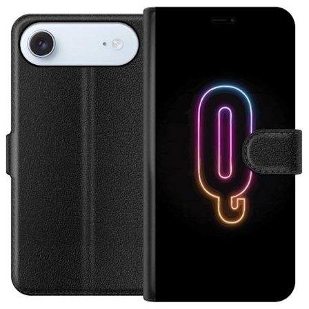 Yhteensopiva Lompakkokotelo Apple Apple iPhone 17 Air Minimalistinen neonkirjain Q kirkkaissa väreissä tummaa taustaa vasten