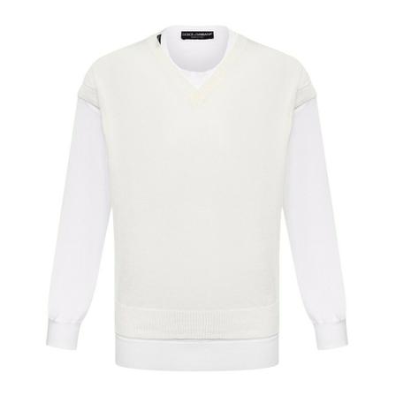 Dolce & Gabbana Round-neck Knitwear , Wit , Heren , Maat: S Truien & Vesten