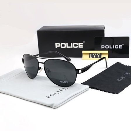 Politi Mænds Polariseret Uv400 Solbriller Aviator Briller Kørebriller(Sort)