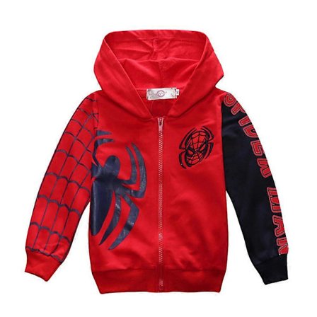 Superhelt Spider-Man Tryk Lynlås Hoodie Jakke Frakke Spædbarn Børn Drenge Tegneserie Langærmet Casual Hættetrøje Top Yderbeklædning Julegave 