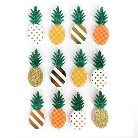 3D Ananas-klistermærker - Kreativt frø - Pakke med 12 - Flerfarvet - Grønt Flerfärgad