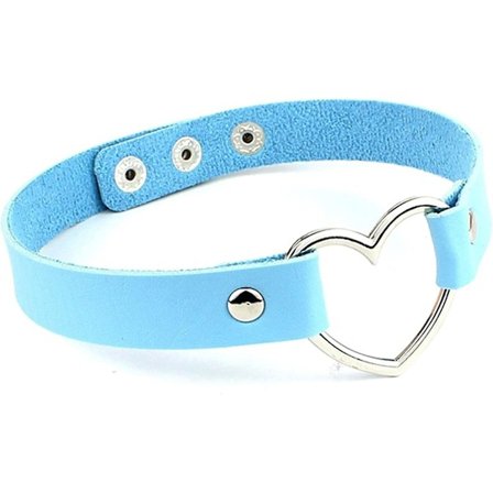 Atmneris PU-læderhalskæde Punkhalskæde til Kvinder og Piger Halskæde Smykker Hjerte Stil Justerbar Unisex, blå