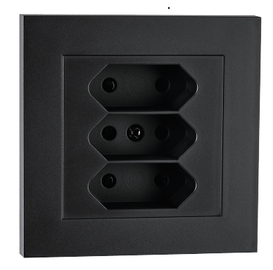 SG Stikkontakt Innfelt Euro 3-veis sort