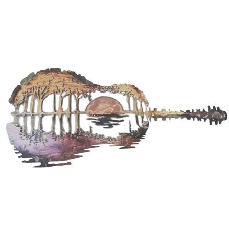 Abstrakt Metal Guitar Vægskulptur til Guitar Elskere Retro Hængende Ornament til Indendørs og Udendørs Dekoration