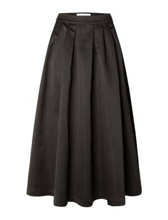 Slfaresia Hw Ankle Volume Skirt B Knælang Nederdel Black Selected Femme