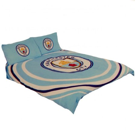 Manchester City FC Pulse Dubbel Duvet Set En Storlek Sky Blue