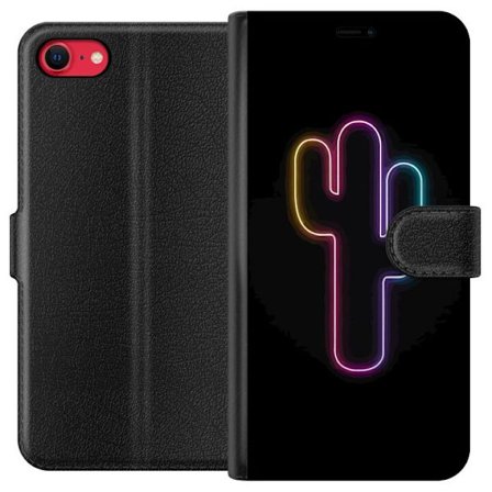 Yhteensopiva Lompakkokotelo Apple Apple iPhone 7 Neonpiirros kaktuksista vaaleanpunaisessa ja sinisessä valossa tummaa taustaa vasten