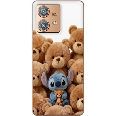 Kompatibel Mobilcover til Motorola Motorola Edge 40 Neo Sød og sikker illustration med Stitch omgivet af bamser, der skaber en varm og legende følel