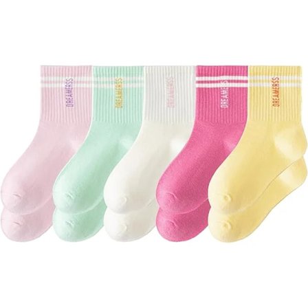 5 Par Flickstrømper Bomull Sømløse Besetningsstrømper Fargerike Myke Elastiske Strømper Hverdagsstrømper Sneakersstrømper Mellomhøye Strømper XL