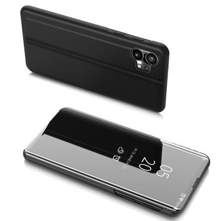 Clear View Case-etui for Nothing Telefon 1 flip-etui svart