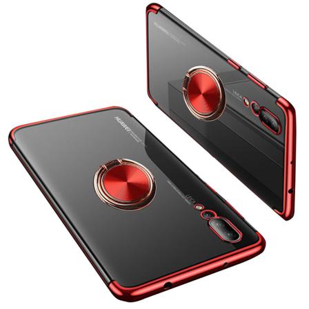 Huawei P20 Pro - Silikonskal Med Ringhållare Röd