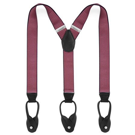 Brede Bordeauxfarvede Seler m. Hvide Prikker m. Stropper til Knapper til mænd - Seler m. Stropper til knapper