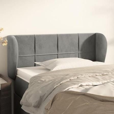 Vidaxl Huvudgavel Med Kanter Ljusgrå 103x23x78/88 Cm Sammet Grå