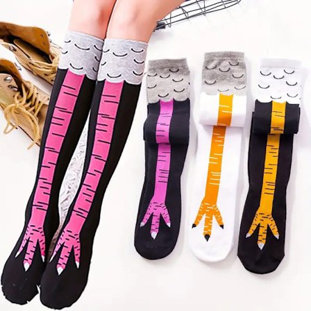 3 Par Kyllingbein Legg Sokker, Nyhet & Morsomme Knehøye Sokker, Damestrømper & Undertøy