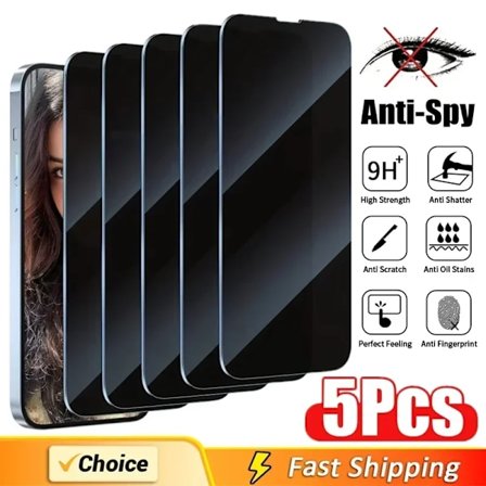 5 st Full Cover Privacy Skärmskydd För iPhone 16 11 12 13 14 Pro Max Mini 8K Anti-spion Glas För iPhone 15 PRO XR X XS MAX