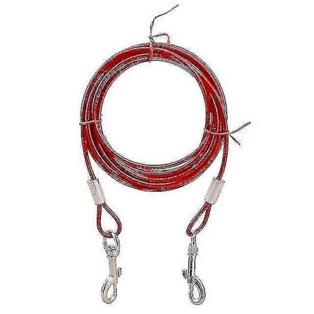 10m Wire Pet Leash For Two Dogs Anti-bite Tie Cable Outdoor Lead Double Leash, 1 stk